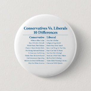 Conservatives Vs. Liberals 10 Differences 2 Inch Round Button
