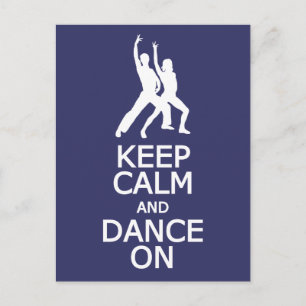 Conserver calme et danse sur carte postale personn