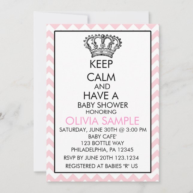 Conserver le calme Baby shower Invitation (Devant)