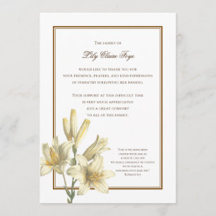 Consider the Lilies Bereavement Thank You Note Invitation