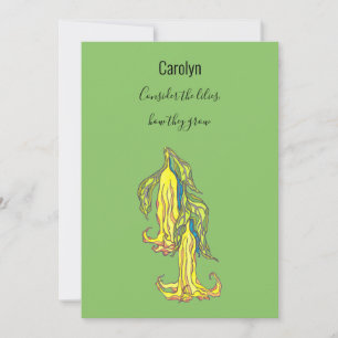 Consider the lillies, how they grow, personalized holiday card