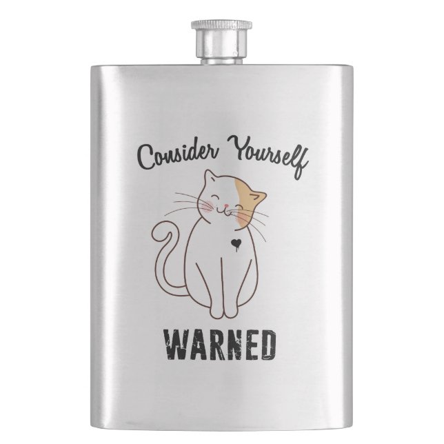 Consider Yourself Warned Evil Cat Hip Flask (Front)