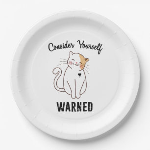 Consider Yourself Warned Evil Cat Paper Plate