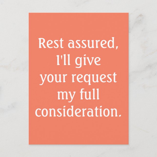 Considering Your Request Amber Typography Postcard (Front)