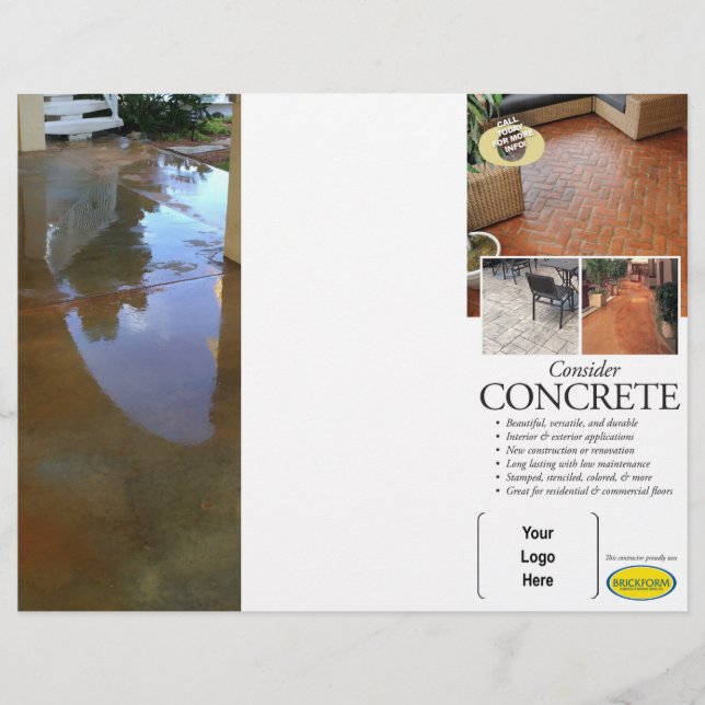 Considérons la brochure en béton pour la forme de  (Devant)