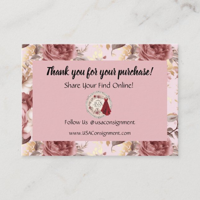 Consignment Design Business Enclosure Cards (Front)