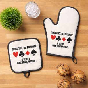 Consistency, Not Brilliance Desired In Bridge Oven Mitt & Pot Holder Set