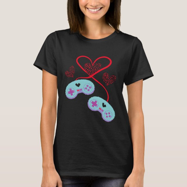 Console Arcade Happy Valentine s Day Love Relation T-Shirt (Front)