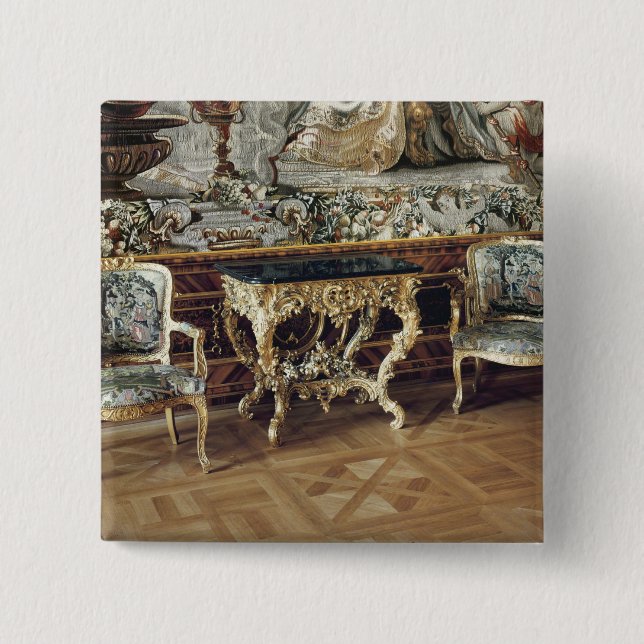 Console table and two armchairs, 1745 2 inch square button (Front)