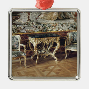 Console table and two armchairs, 1745 metal ornament