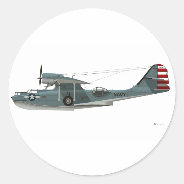 Consolidated PBY-5A Catalina Classic Round Sticker (Front)