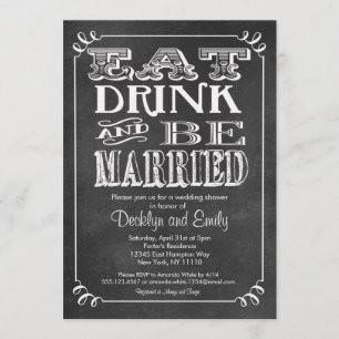 Consommer boire être marié Chalkboard Invitation M