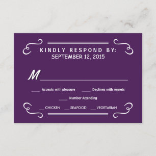 Consommer Boire & RSVP Eggplant Purple Mariage Rép