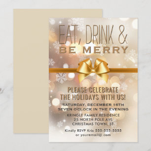 Consommez Soit Merry Gold Fête Invitation