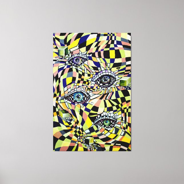 Conspiracy All Seeing Eye Watercolor Artwork Canvas Print (Front)