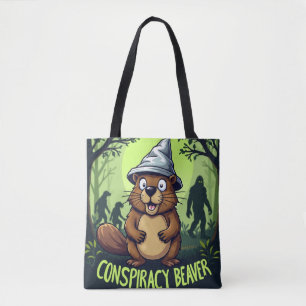 Conspiracy Beaver Funny Cryptid Hunter Tote Bag
