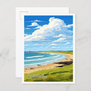Constantine Bay Cornwall Art Travel illustration Postcard