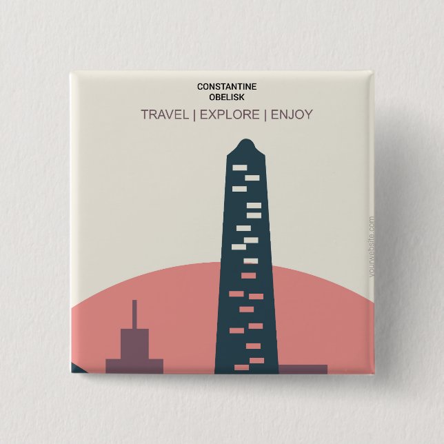 Constantine Obelisk 2 Inch Square Button (Front)