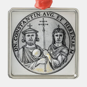 Constantine VI  and his Mother Irene Metal Ornament
