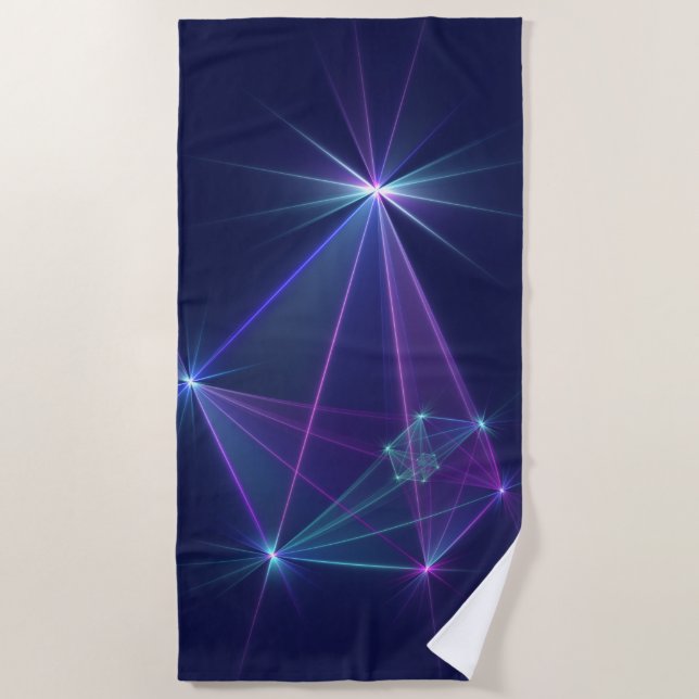Constellation, Abstract Fantasy Fractal Art Beach Towel (Front)