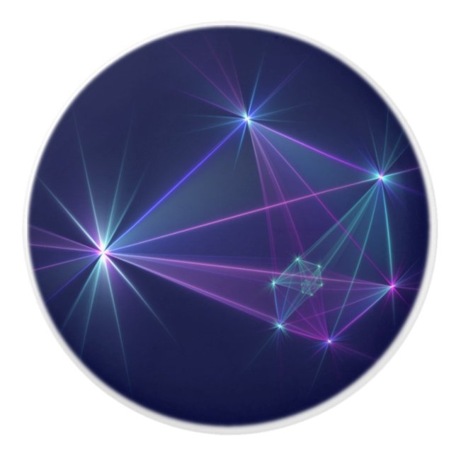 Constellation, Abstract Fantasy Fractal Art Ceramic Knob (Front)