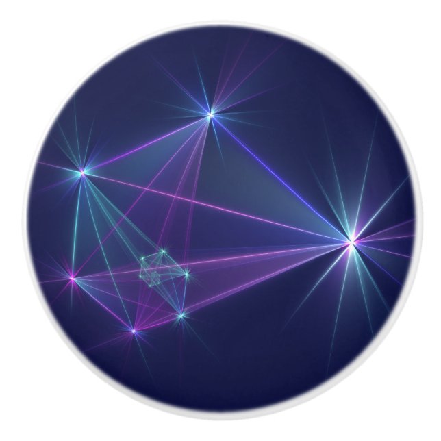 Constellation, Abstract Fantasy Fractal Art Ceramic Knob (Front)