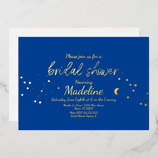 Constellation Gold Wedding Foil Pressed Invitation (Front/Back)
