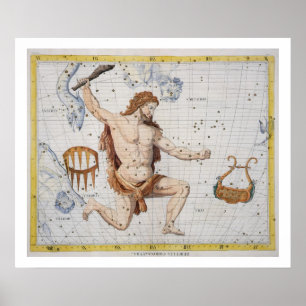 Constellation of Hercules with Corona and Lyra, pl Poster