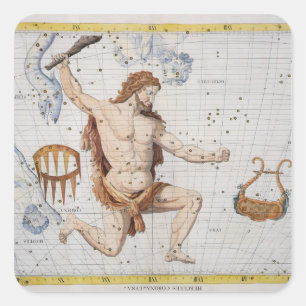 Constellation of Hercules with Corona and Lyra, pl Square Sticker