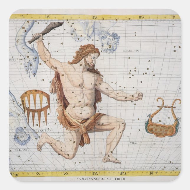 Constellation of Hercules with Corona and Lyra, pl Square Sticker (Front)