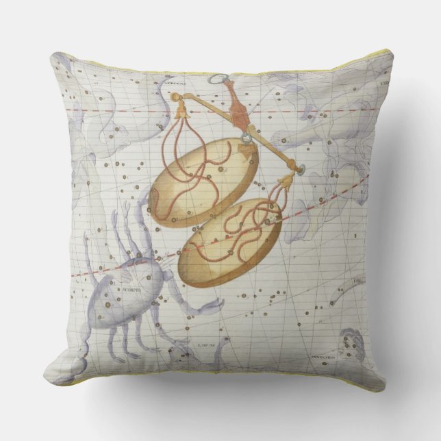 Constellation of Libra, plate 7 from 'Atlas Coeles Throw Pillow (Front)
