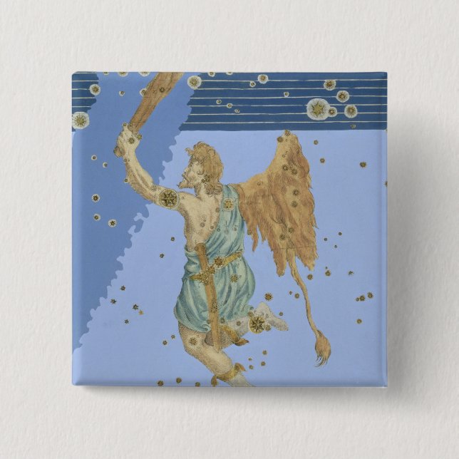 Constellation of Orion, from 'Uranometria' by Joha 2 Inch Square Button (Front)