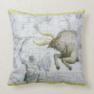 Constellation of Taurus, plate 2 from 'Atlas Coele Throw Pillow