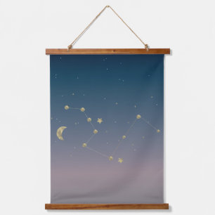 Constellation Ombré Art Blue and Gold Hanging Tapestry