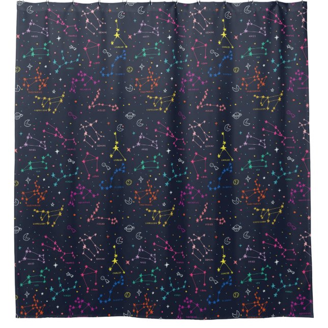 Constellation Pattern Shower Curtain (Front)