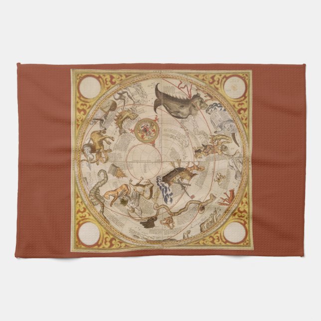 Constellation Stars Southern Sky Vintage Astronomy Kitchen Towel (Horizontal)
