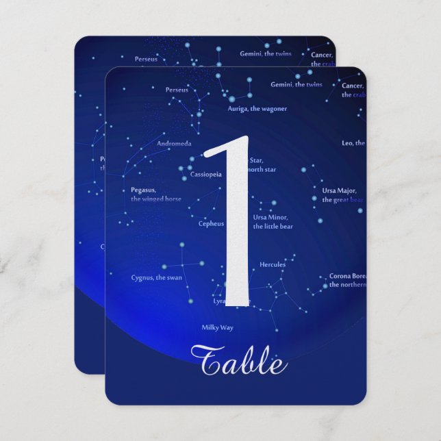 Constellation sur Mariage bleu Numéro de table (Devant / Derrière)