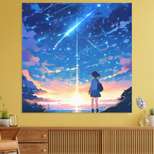 constellation with shooting stars canvas print