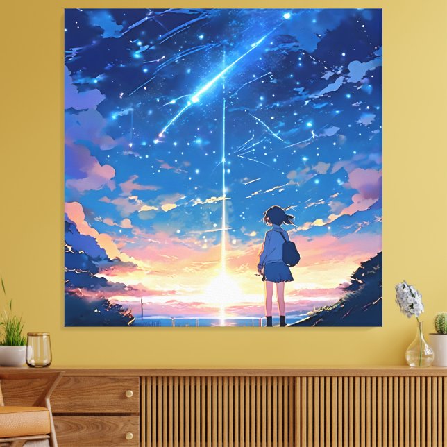 constellation with shooting stars canvas print (Insitu(LivingRoom))