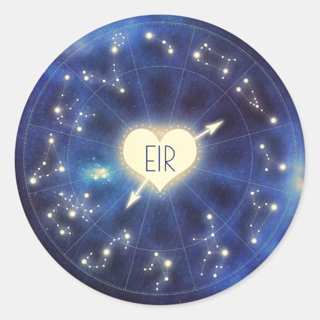 Constellation Zodiac Starry Night Wedding Classic Round Sticker (Front)