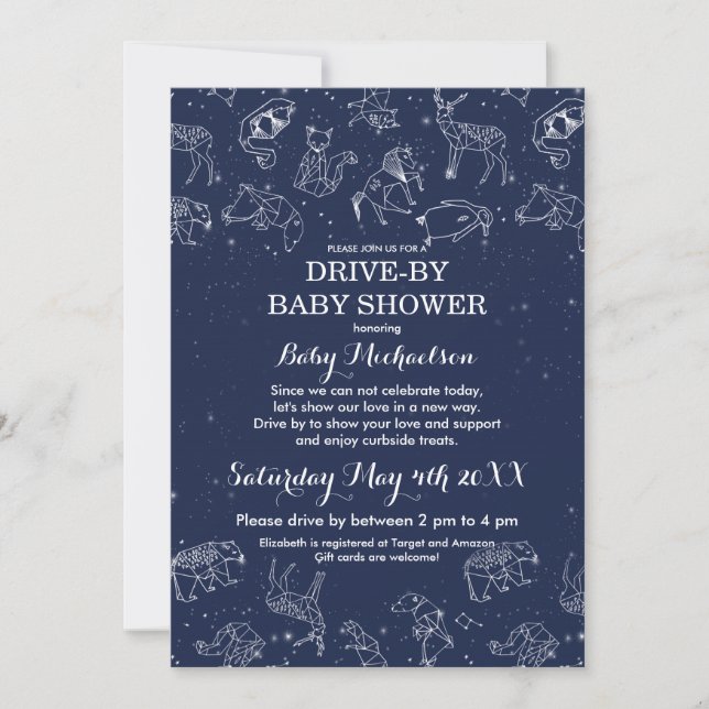 Constellations Drive By Baby Shower Invitation (Front)