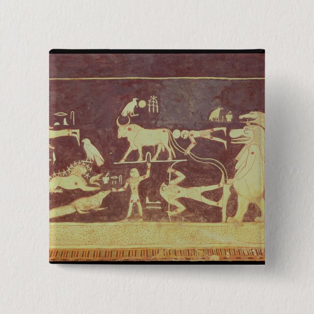 Constellations, from the funerary chamber 2 inch square button (Front)