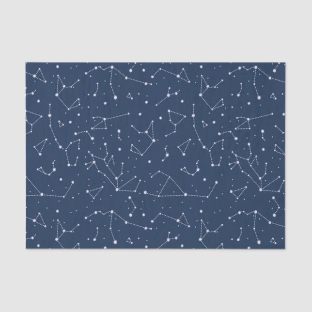 Constellations Starry Sky Navy Blue  Tissue Paper (Front)