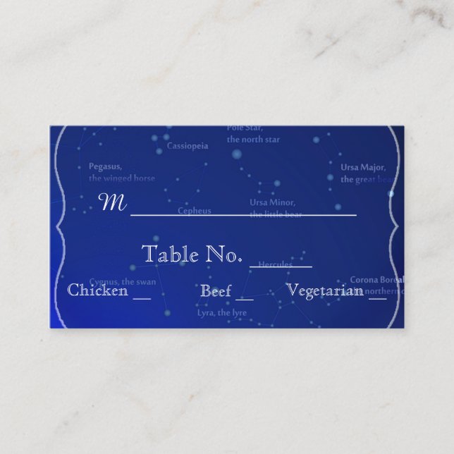 Constellations sur les Cartes Mariage Bleues (Devant)
