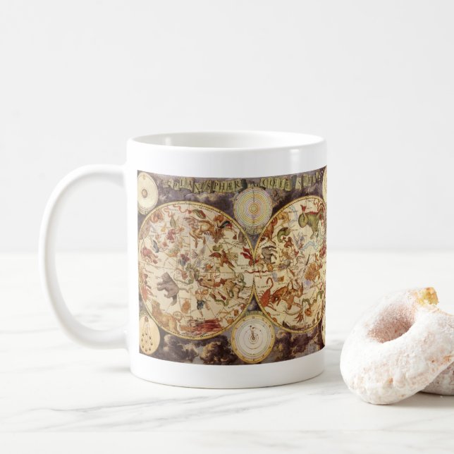 Constellations, Vintage Astronomy, Frederik de Wit Coffee Mug (With Donut)