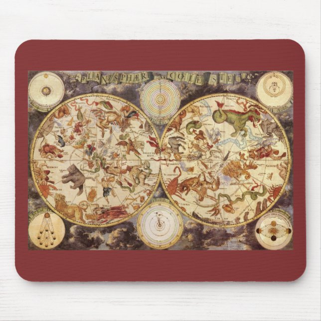 Constellations, Vintage Astronomy, Frederik de Wit Mouse Pad (Front)