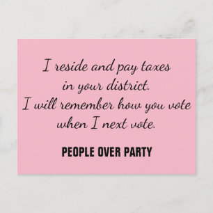 Constituent Resist Remember Vote People over Party Postcard