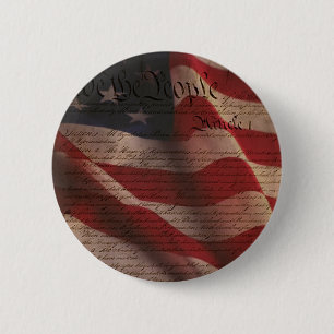 Constitution and Flag 2 Inch Round Button