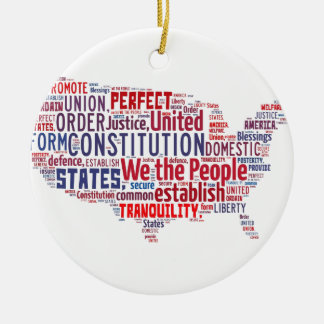 Constitution of the United States in Shape of USA Ceramic Ornament