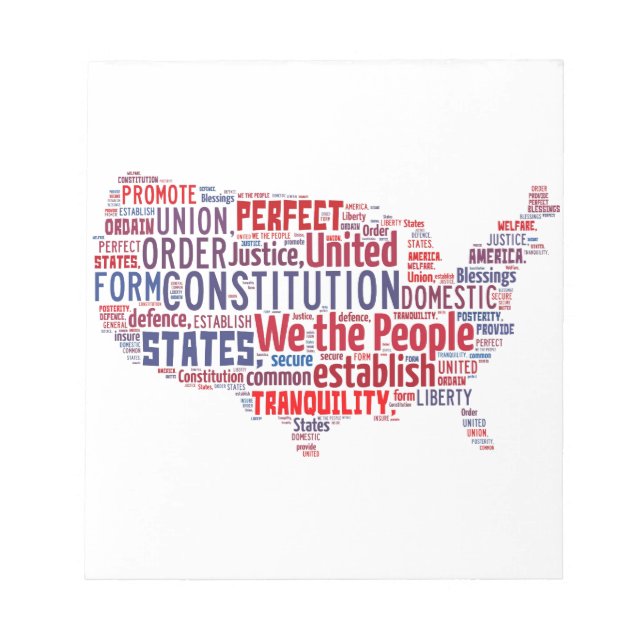 Constitution of the United States in Shape of USA Notepad (Front)